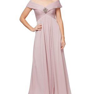 Women's long A-line off shoulder dress